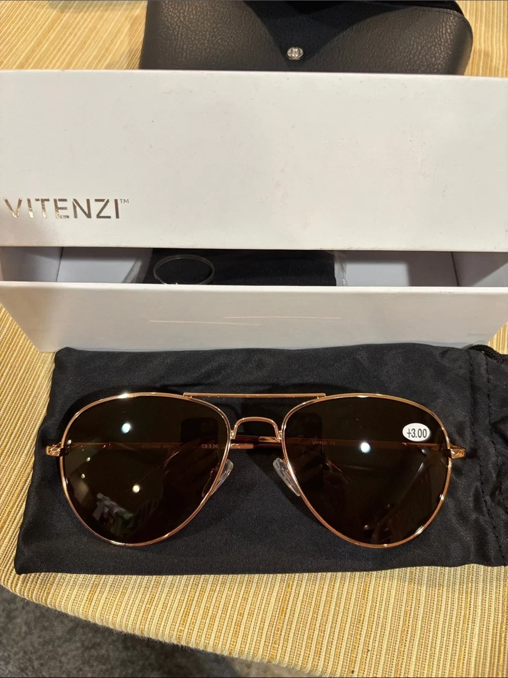 VITENZI BIFOCAL SUNGLASSES IAN SUN IN GOLD 3.00 New